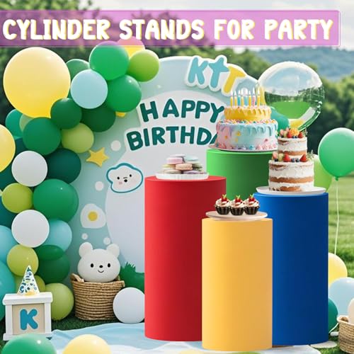 CMXZSAM 4Pcs Pink Red Blue Purple Cylinder Pedestal Stand Covers by CMXZSAM - Used condition - Image 4
