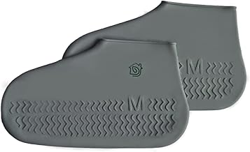 Waterproof Shoe Covers for Kids, Women & Men. Reusable Dustproof & Anti Slip Silicone Rain Shoe Covers, Sustainable & BPA Free. Overshoes Protectors. (Gray, Medium (Size 6.5-9))