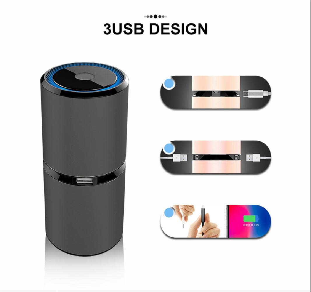Mini purificateur d'air de voiture Riloer humidificateur désodorisant anionique à double port USB