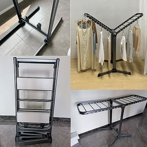 Foldable Portable Space Saving Clothes Drying Rack, Clothes Drying Racks Outdoor, Free-Standing Large Drying Rack, Aluminium Floor-Standing Drying Rack,for Drying Clothes, Towels, Socks, Shoes