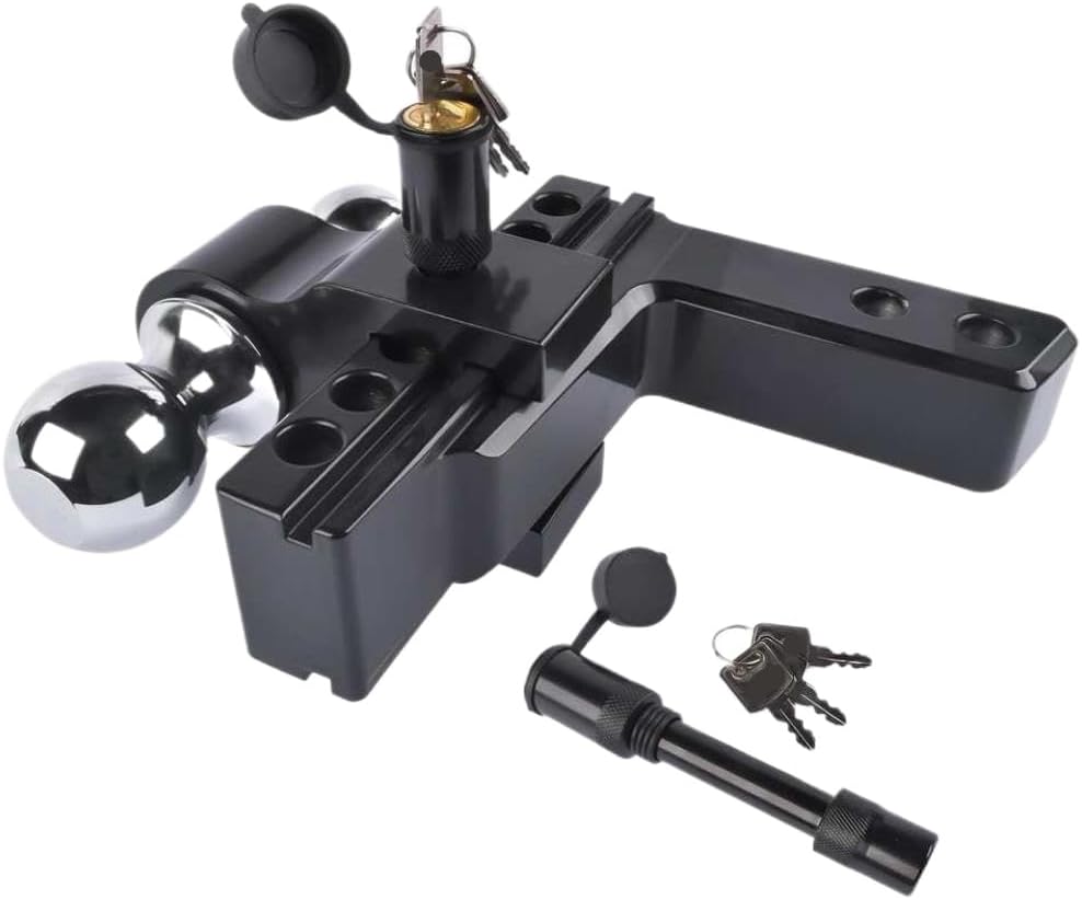 Adjustable Aluminum Trailer Hitch for 2-Inch Receiver with 6-Inch Drop or Rise, 12500 lbs Capacity