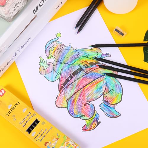 Tinnivi TNCP7IN1-12 Art Supplies For Kids And Adults, 7 Color In 1 Black Wooden Rainbow Colored Pencils Pre-Sharpened thumb #4