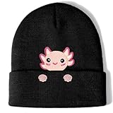Aretas Axolot Mütze Beanie Hut Haube Geschenk für Mädchen Frauen Damen Süße Lustige Niedlich Axolot Sachen Deko Gestrickter Hut mit Stickerei Geburtstag Weihnachten Geschenk für Kinder Teens Junge