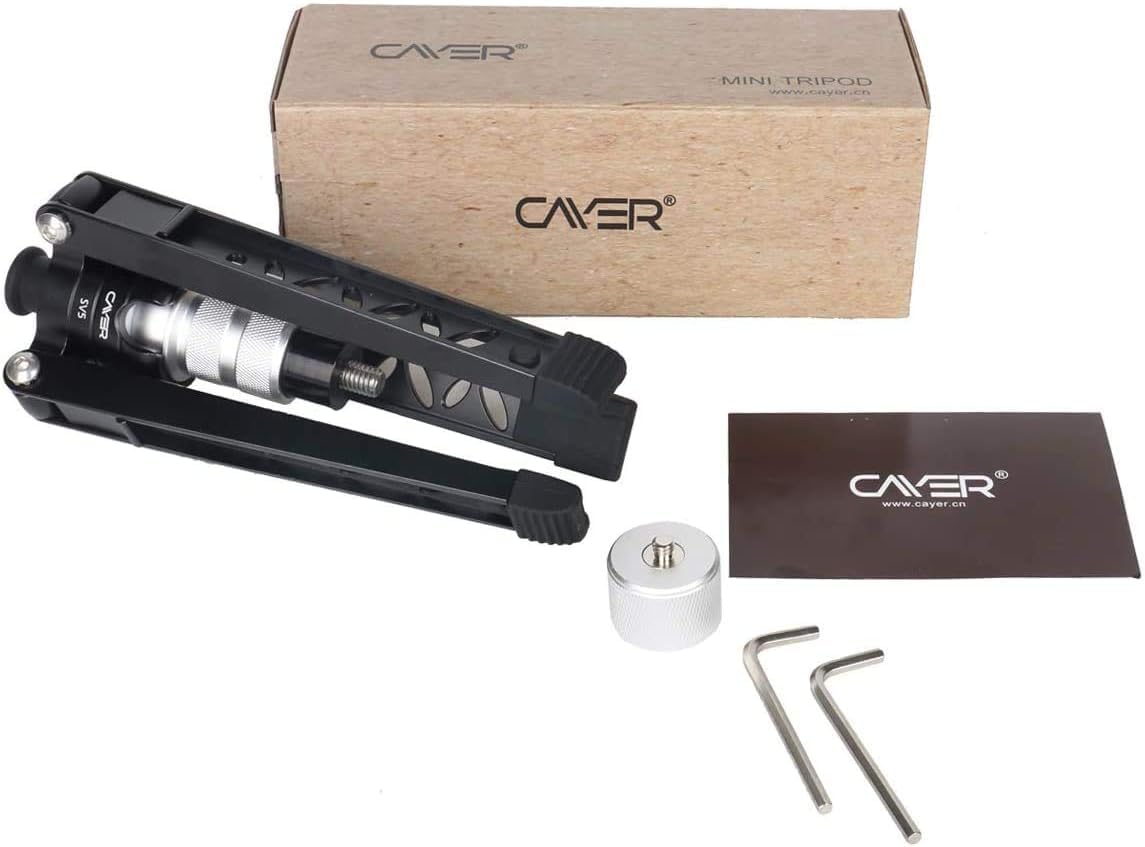 Cayer Mini trépied de Table, Support de trépied en Aluminium SV5 3 Pieds pour monopodes avec vis de Montage 3/8 "-16