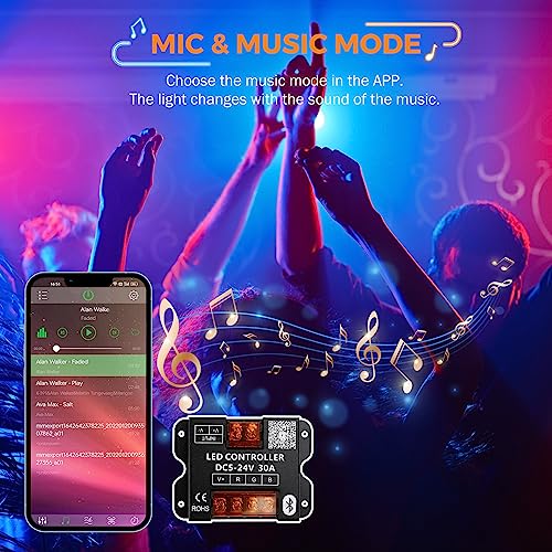 Image of BEAMNOVA 80Ft RGB LED Storefront Lights for Business, Bluetooth App Control, Remote, AC 120V to DC 12V Voltage Transformer, SMD 5050 LED Beads, IP65 Waterproof Adhesive Light Modules