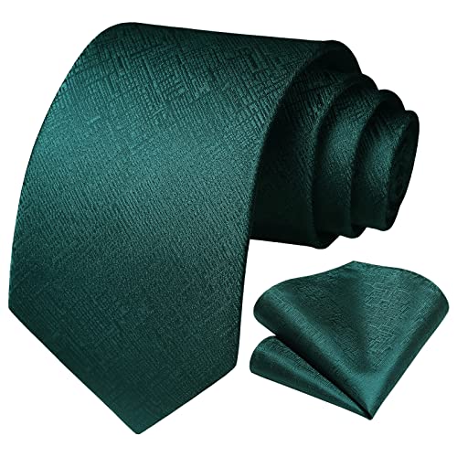 Image of HISDERN Ties for Men Solid Houndstooth Neckties Handkerchief Formal Business Tie & Pocket Square Set Wedding Party