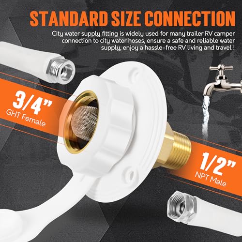 Image of TONDA RV City Water Inlet, City Water Connection for RV (White-2 Pack)