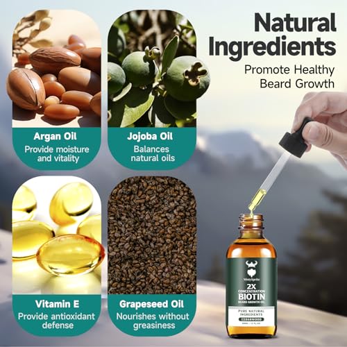 Beard Growth Oil - 2X Concentration Biotin Beard Oil for Men (2 oz) - Natural Mens Beard Oil with Argan Oil, Jojoba Oil and Vitamin, Beard Growth Softener, Moisturizer (Cedarwood) - Image 6