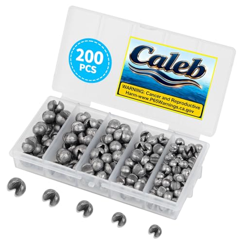 Caleb 200Pcs Split Shot Fishing Weights Sinkers, Removable Drop Shot Weights for Freshwater