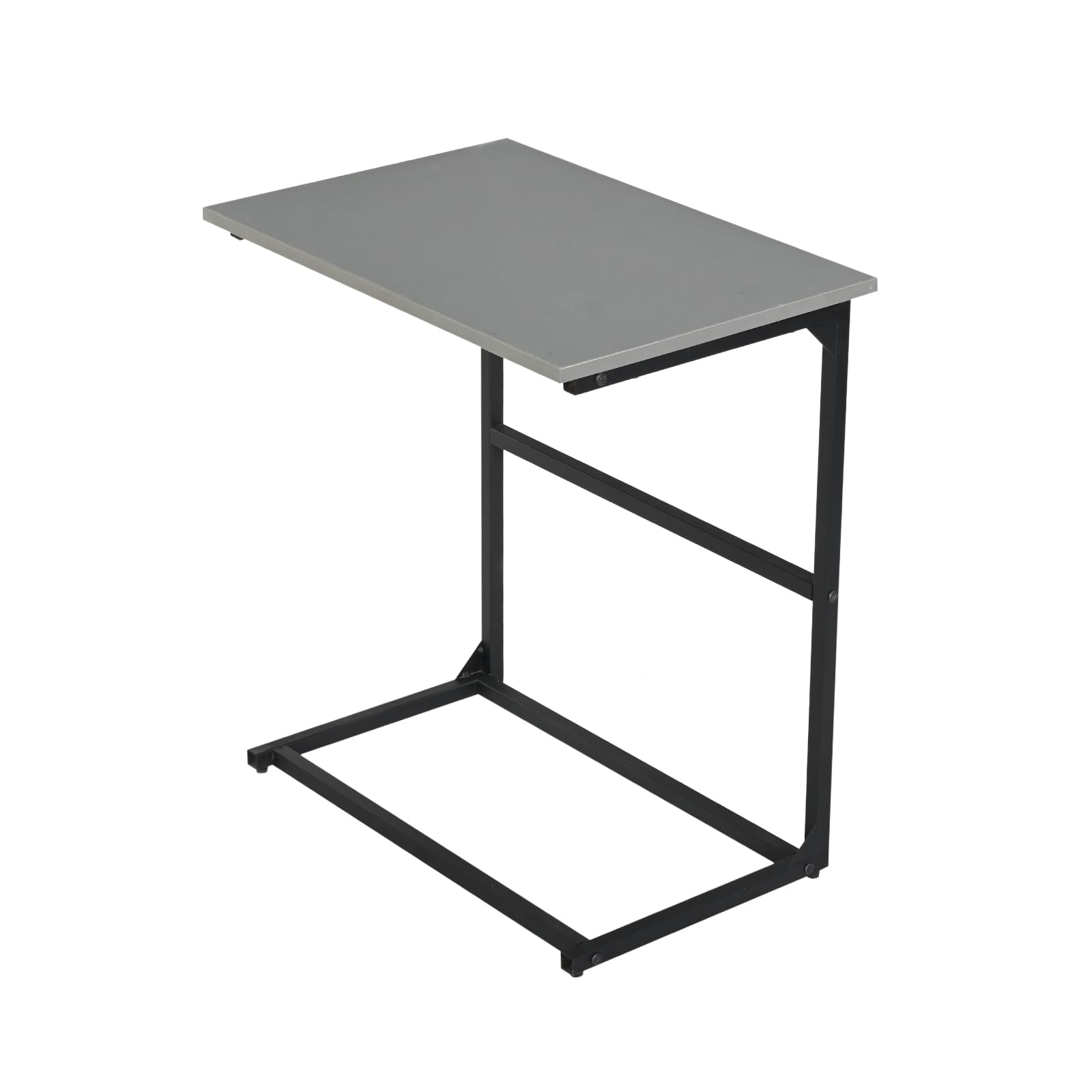 FORECRAFTS | Metal C Table for Living Room | Sofa Table for Drawing Room | Small Dining Table for TV Room (60x40x66 CM) (Engineered Wood Top with Mild Steel Base) (Gothic Grey/Black)