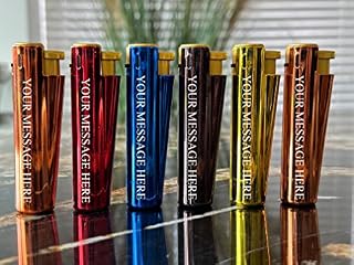 Limited Edition - Deep Laser Engraved Personalised Jet Metal Lighter - Engraving Included for Birthdays, Anniversaries, Weddings and Valentines (Gold)
