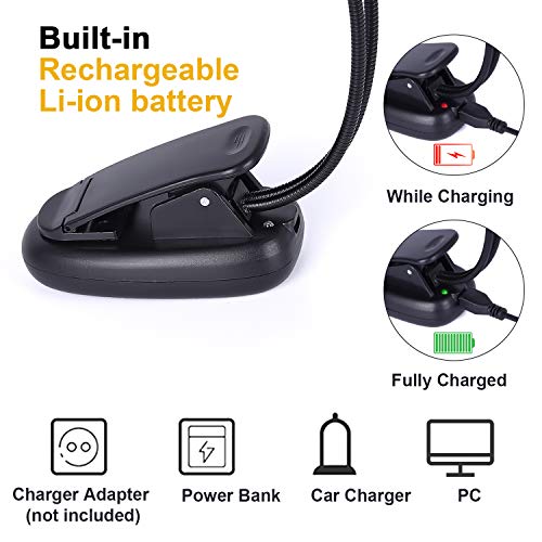 image for iGoober Rechargeable Music Stand Light, Clip on Reading Light, 8 LED B