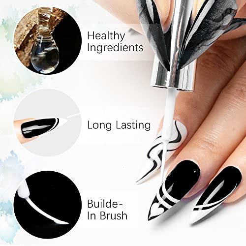 Mizhse White Gel Liner Nail Art Polish Supplies, Gel Paint Spider Line Drawing Painting Home Diy Swirl Nail Design French Manicure Set 10Ml #TOP1