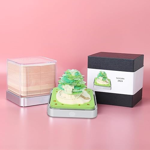 Miniatura 6 de Bloc de notas 3D, calendario de escritorio de papel con luces, calendario 2024 Sakura Tree creativo 3D, bloc de notas 3D, decoración de escritorio,