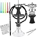 Narghilè Completo Modello in fibra di carbonio con Tubo in Silicone Ciotola Camino in Acciaio Inox Pinze Filtro Boccaglio Accessori, Piccolo 43cm Shisha narghile Alluminio Vetro Hookah Set Nero