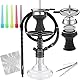 Shisha Set Komplett mit Schlauch Bowl Kaminaufsatz Kopf Sieb Anschlüsse Mundstück Zange Zubehör Silikonschlauch Hochwertige, Carbon Glas Klein Hookah Aluminium Wasserpfeife Shisha Schwarz