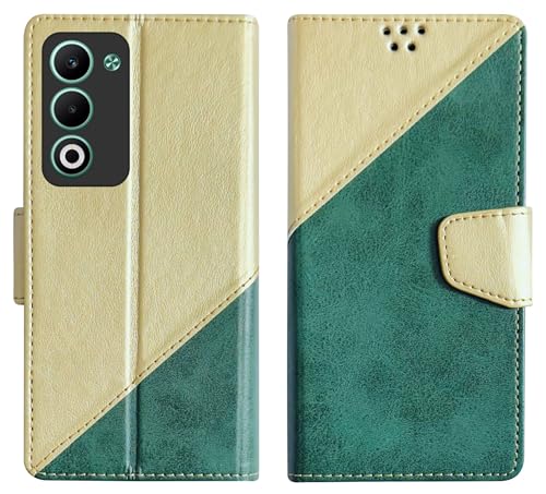 Image of SBMS Flip Cover for Oppo K13x 5G / Oppo A5 5G 6.67 inch Back Cover Case with Magnatic Closure | Inbuilt Stand | Card & Money Pocket (MultiGreen)