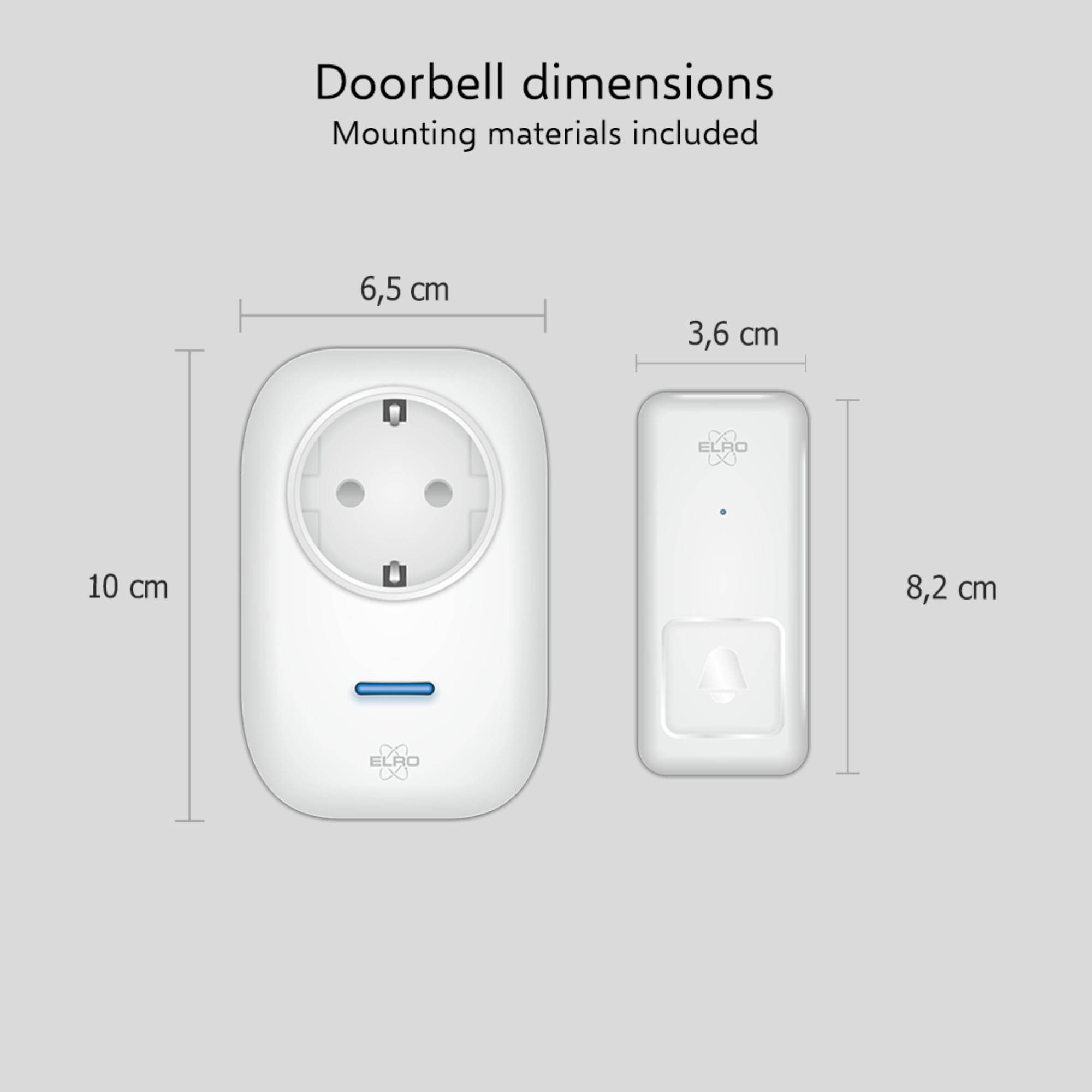 ELRO DB4000 Juego de timbre cinético inalámbrico – Versión para los Países Bajos – con 2 receptores enchufables con toma de corriente – No necesita pilas