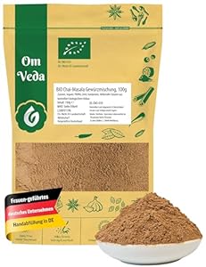 BIO Chai-Masala Gewürzmischung 100g | Premium Bio Tee Gewürz für Latte, Milchtee, Eistee | Koffeinfrei, vegan, glutenfrei, ohne Zusatzstoffe | Tee selber machen mit Gewürzen | OmVeda Gewürze