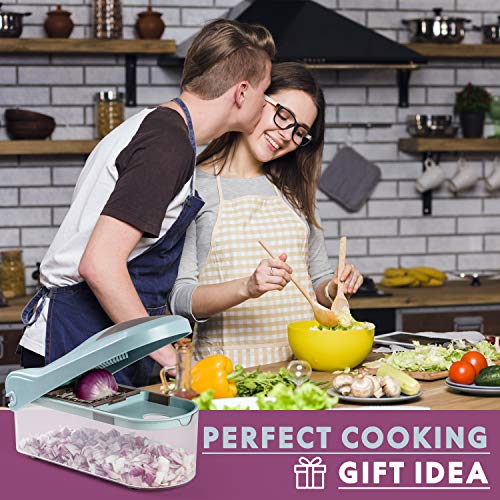 Multiple Vegetable Onion Chopper Mandoline Slicer - Food Cutter, Dicer, Grater, Shredder - No BPA Kitchen Gadgets, Tools and Accessories - Durable Stainless Steel Blades - Non-Slide Rubber Lid - Thumbnail 2