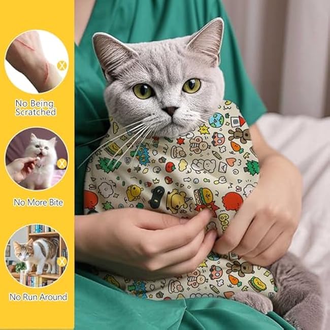 Cat Grooming Wrap, Anti-Scratch & Escape-Proof, Suitable for Nail Clipping, Ear Cleaning, Teeth Brushing, Multi-Purpose Cat Grooming Hammock-kM9HC4Zf