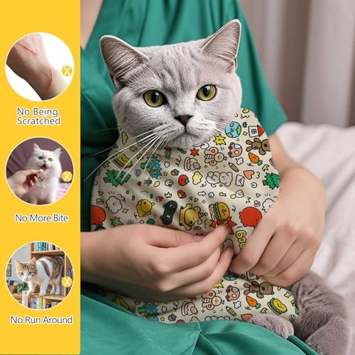 Image of Cat Grooming Wrap, Anti-Scratch & Escape-Proof, Suitable for Nail Clipping, Ear Cleaning, Teeth Brushing, Multi-Purpose Cat Grooming Hammock