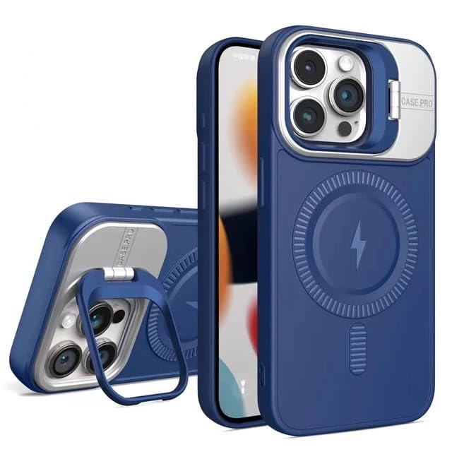 16 16Pro 16Plus 16pro Max Case, Camera Control Compatible with Grade Protective Case, Built-in Stash Stand Phone Case, Scratch-Resistant Back Cover (Blue, 16 Pro)