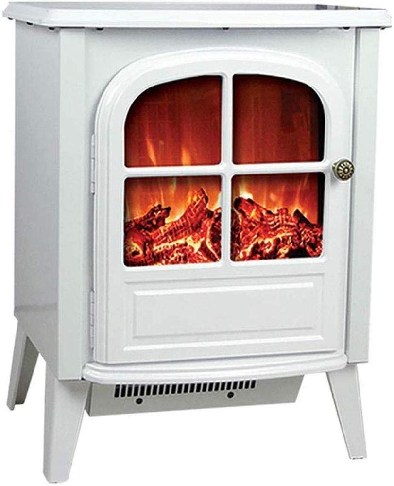 2000W Portable Electric Stove Electric Fire - 54 Cm Free-Standing Fireplace With Heating And 2 Fan Settings With Realistic 3D Light And Brightly Burning Fire And Wood White