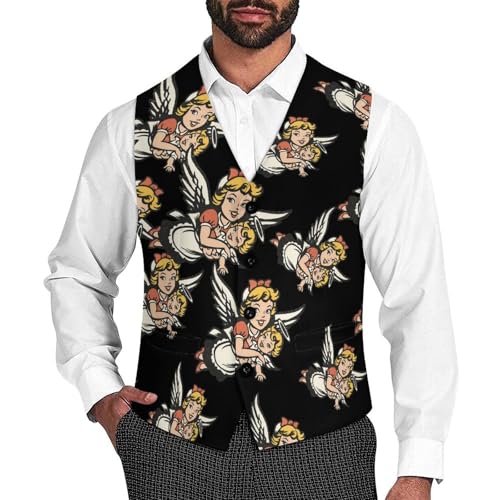 Guardian-Angels Men's Suit Vest Slim Fit Business Dress Party Pattern Waistcoat Vest Top