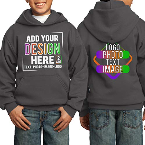 Custom Youth Hoodies Add Your Own Image Pullover Hooded Text Front Back Side2