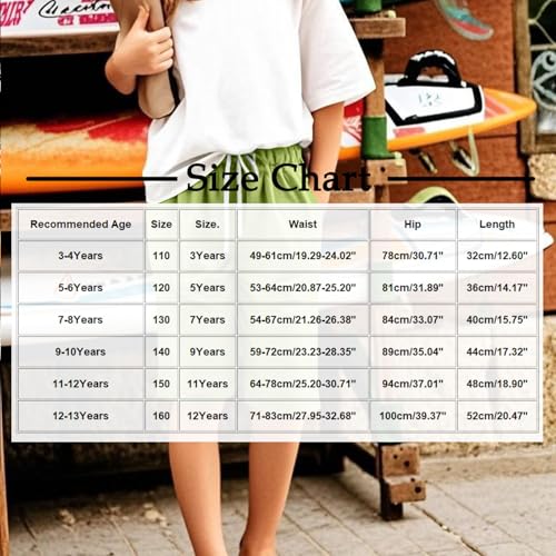 Bermuda Shorts for Girls Knee Length Summer Casual Lightweight Breathable Comfy Linen Long Shorts for Teens Kids 3-13T3