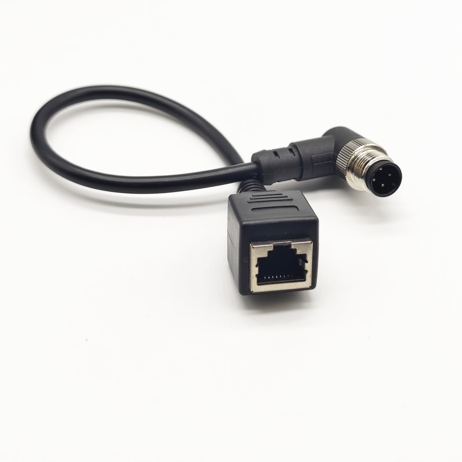 HangTon M12 4 Pin D-Coded Female To RJ45 Female Ethernet Cat5e Network Adapter Cable For Industrial Vision System PoE Automation Control High Flex