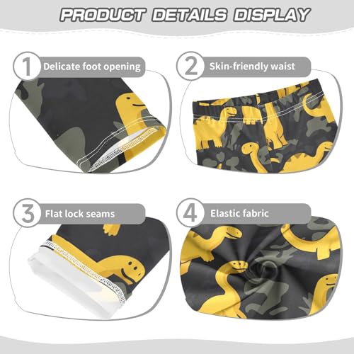 Wusikd Dinosaurs Girls' Leggings Toddler Doodles Dark Kids Yoga Pants Dance Active Tights 4T3