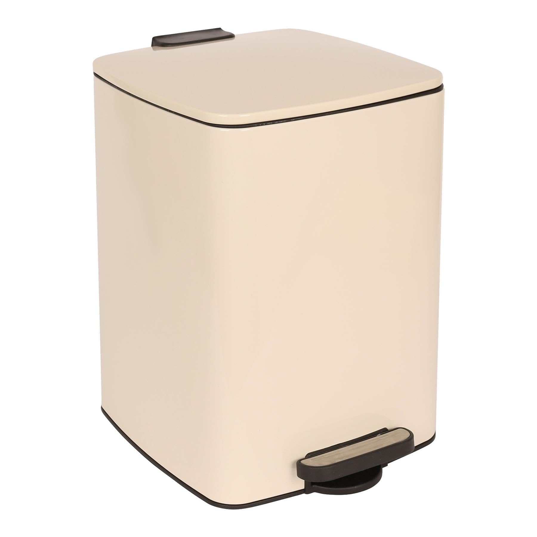 Harbour Housewares 20L Square Stainless Steel Pedal Bin โ Beige Soft Close Kitchen Trash Can with Foot Pedal, Removable Inner Bucket, Hands Free Rubbish Bin for Home, Office, Utility Room