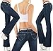 Price comparison product image Noir Triple XXX Womens Stretch Denim Boot Cut Hipster Jeans Blue Faded 6 8 10 12 14 (XL UK 14 EU 42)
