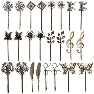 inSowni 24 Pack/12 Pairs Pretty Brown Bronze Vintage Retro Leaf Flower Butterfly Hair Pins Decorative Bobby Pins Fancy Hairpin Cute Hair Clips Thin Fine Short Hair Barrettes Accessories for Women Girl