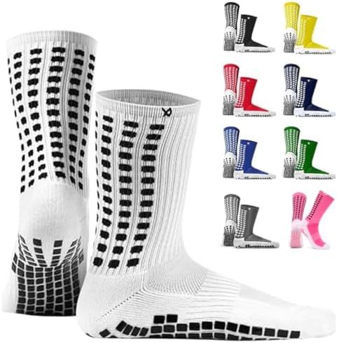 LUX Sports DualGrip Soccer Grip Socks, Large, White