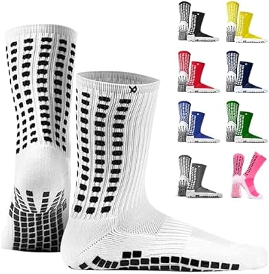 LUX Sports DualGrip Soccer Grip Socks – Medium, White – Enhanced Traction for Comfortable Play
