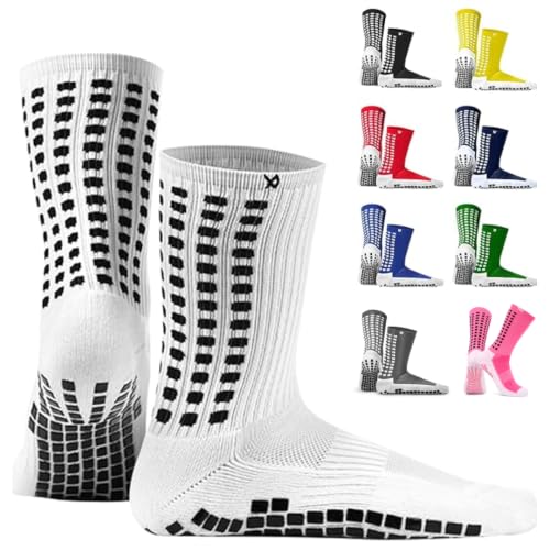 LUX Sports DualGrip Soccer Grip Socks, Large, White