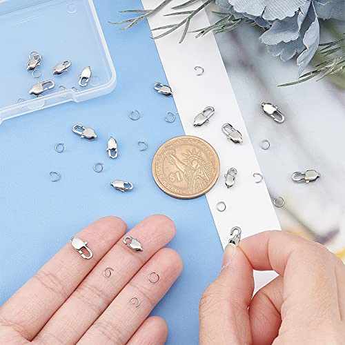 UNICRAFTALE 16 Pcs 2 Size Ion Plating 304 Stainless Steel Lobster Claw Clasp with 20Pcs Open Jump Ring Long Closures Clasp Bracelet Connector Clasp Metal Clasp for DIY Jewellery Making - Image 2