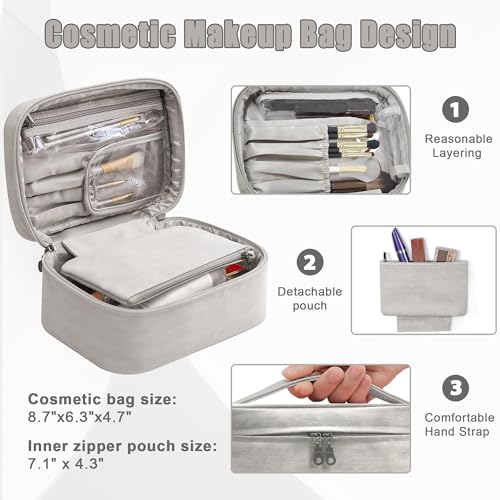 Classic 20" Carry-On Luggage Set with TSA Lock Spinner Wheels, Lightweight Hardside Expandable Suitcase with Front Open Pocket, Bonus Travel Backpack and Makeup Bag, Navy Blue4