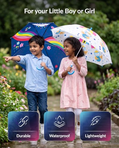 Image of Destinio Umbrella for Kids; Stylish & Cute, Child Safe, 100% Waterproof; Kids Umbrella for Girls, Boys and Baby