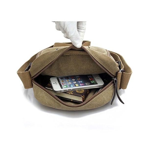 navor Vintage Canvas Crossbody Shoulder for Men - Small Lightweight Messenger Bag - Compact Carry-on Bag with Multi-Pockets - Comfy Premium Multipurpose Travel Bag - Brown - Image 5