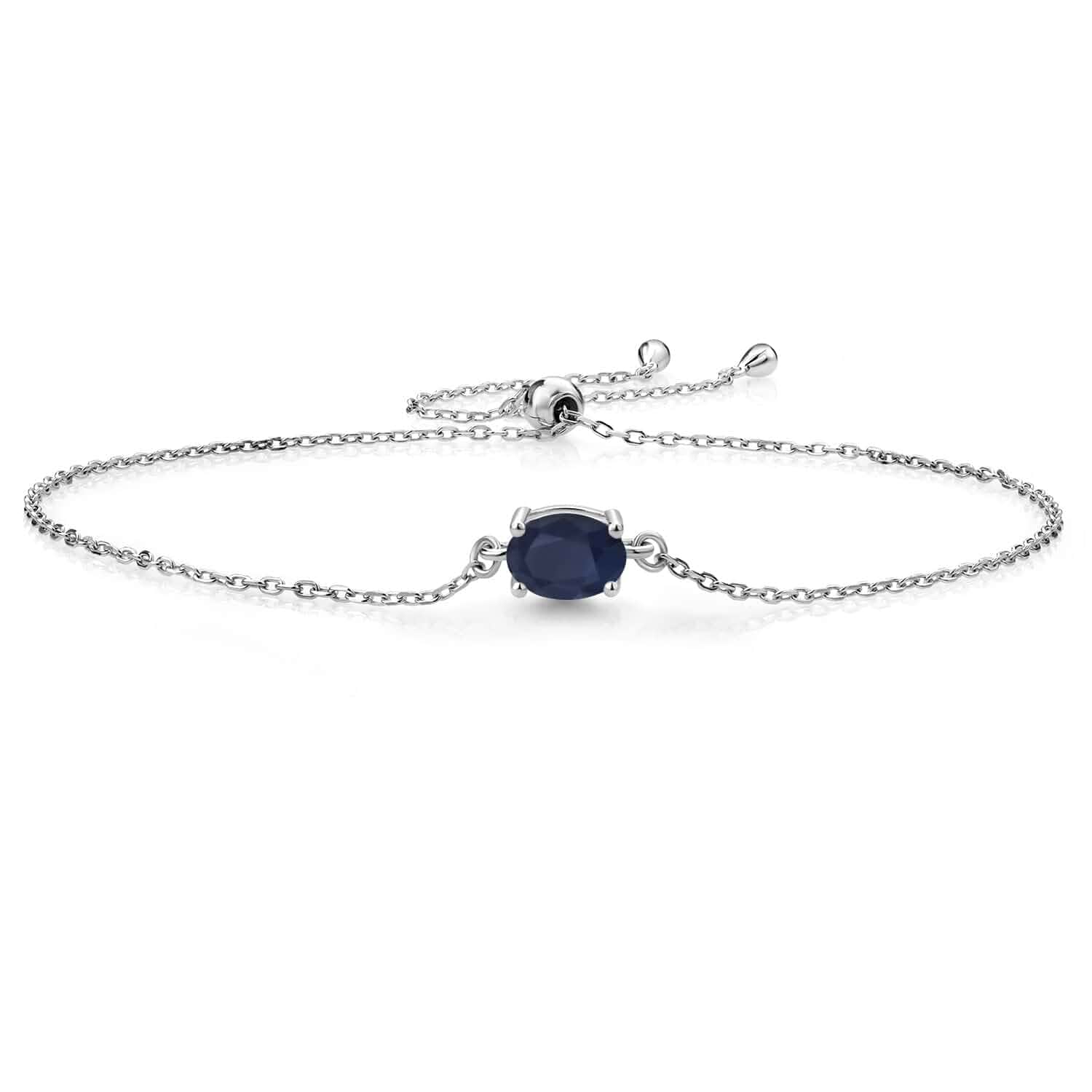 Gem Stone King 7X5MM Oval Gemstone Birthstone Solitaire Bracelet For Women | 925 Sterling Silver | Adjustable Bolo Bracelet For Women | Fine Jewelry Gifts for Her Mom Wife