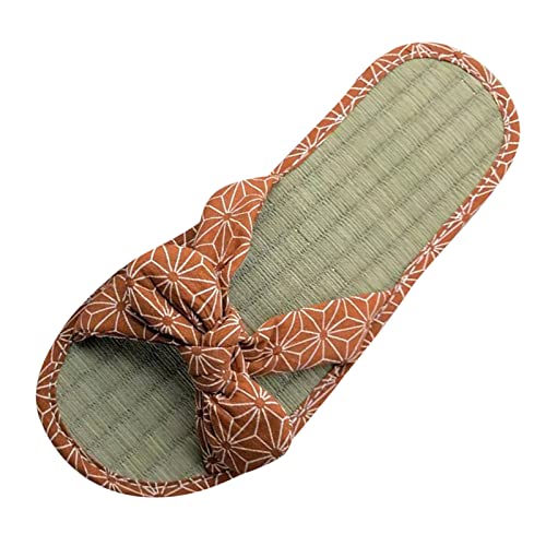 Generisch Zapatillas de estar por casa para mujer 40, alpargatas de verano, sandalias planas, cómodas sandalias de playa con lazo, zapatillas ligeras, para el tiempo libre, marrón, 39 EU