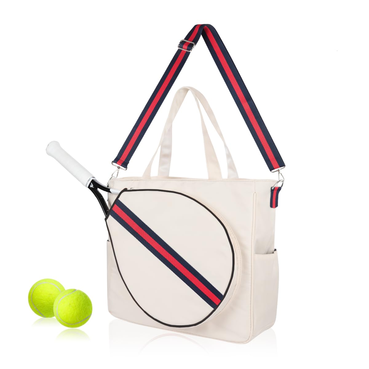Tennis Bag Racket Tote Sports Racquet - Bags for Women, Unisex Badminton, Squash Case Stripe Shoulder Strap, Pickleball