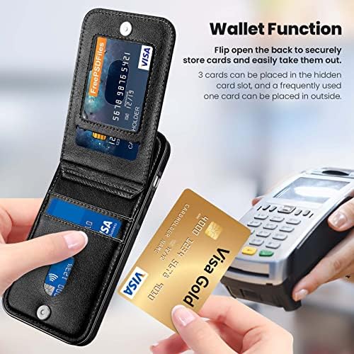 ACOCOBUY Flip Case for iPhone 12 Mini Wallet Case with Card Holder PU Leather Kickstand Card Slot Case for iPhone 12 Mini Flip Leather Cover Magnetic Protective Phone Case for iPhone 12 Mini Black