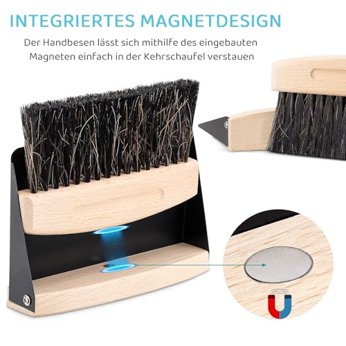 Schaufel und Besen Set,Mini Kehrblech und Handfeger Besen,Magnetische Tischbürste aus Holz Handbesen mit Kehrschaufel Handbesen mit Kehrschaufel für Küche Wohnzimmer(15,5 x 10,5 x 4 cm, Schwarz) – Bild 4