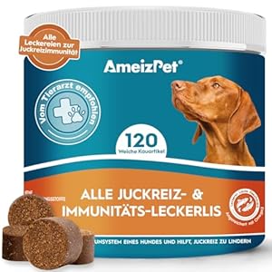 AmeizPet Juckreiz & Immun Leckerlis für Hunde, 120 Stück