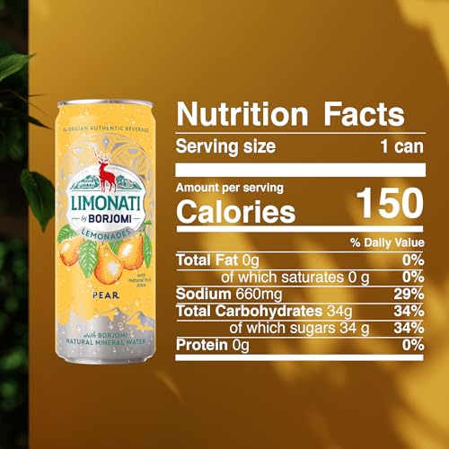 Image of Limonati by Borjomi - Pear Lemonade with Natural Fruit Juice and Borjomi Sparkling Mineral Water - 11.15 oz, 12 Cans